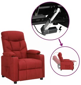 vidaXL Poltrona elevatória tecido vermelho tinto