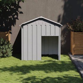 172350 vidaXL Casota para cães com telhado aço galvanizado cinzento-claro