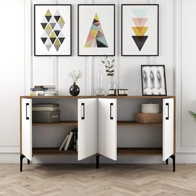 Console Kiev – Nogueira/Branco – 160 cm x 78 cm x 35 cm