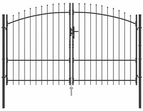 Portão de Jardim com Topo em Lança Dupla Abertura Cinza 175x300 cm Aço