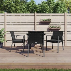vidaXL 5 pcs conjunto de jantar p/ jardim c/ almofadões vime PE e aço