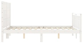 Estrutura de cama com cabeceira 140x190cm madeira maciça branco