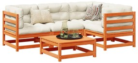 5 pcs conjunto de sofás de jardim pinho maciço castanho-mel