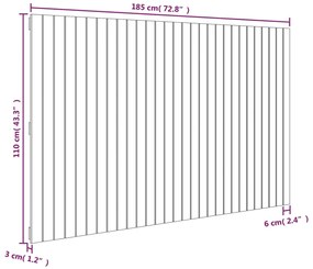 Cabeceira de parede 185x3x110 cm madeira de pinho maciça preto