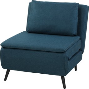Poltrona-cama de 1 lugar, poltrona-cama 3 em 1 com encosto ajustável, almofada, assento largo, azul