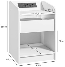 Mesa de Cabeceira com Luzes LED Mesa de Cabeceira com Gaveta Prateleir