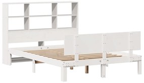 Cama com estante sem colchão 120x190 cm pinho maciço branco