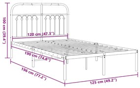 Estrutura de cama com cabeceira 120x190 cm metal preto