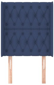 Cabeceira de cama c/ abas tecido 83x16x118/128 cm azul