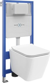 Mexen Cube conjunto embutido WC estrutura Fenix Slim com sanita e assento de fechamento suave, branco brilhante - 61030924000
