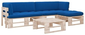 vidaXL 4 pcs conj. lounge paletes c/ almofadões pinho impregnado