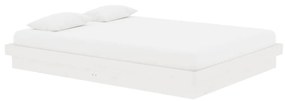 Estrutura de cama 140x190 cm madeira maciça branco