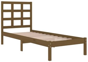 Estrutura de cama 100x200 cm madeira maciça castanho mel