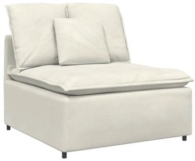Sofá modular com almofadas veludo creme