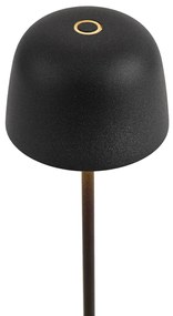 Candeeiro de mesa preto com LED recarregável com estação de carregamento IP65 - Raika Moderno