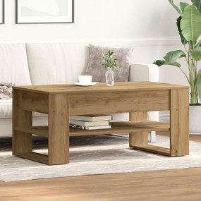 Mesa de centro vidaXL em Carvalho Artesanal 102x55x45 cm em Madeira de