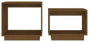 Mesas de centro de encastrar 2 pcs pinho maciço castanho mel