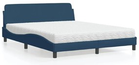 Cama com colchão 160x200 cm tecido azul