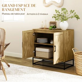Aparador com 2 portas e prateleira interior ajustável em altura, 80 L x 40 P x 78 A cm, cor madeira natural