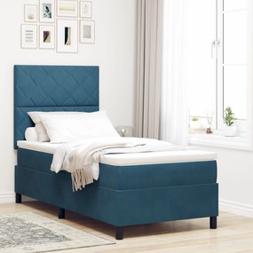 Cama Box com Colchão vidaXL Azul Escuro 90x200 cm Veludo
