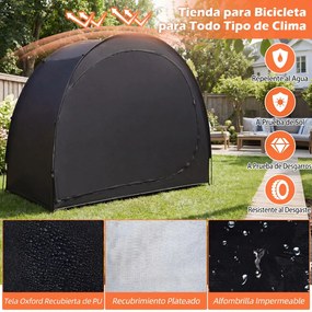 Abrigo para Bicicletas, 210 x 123 x 171 cm, Impermeável, Preto