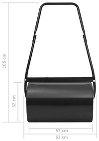 Rolo para relvado 63 cm 50 L preto