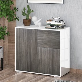 HOMCOM Aparador Auxiliar com 2 Portas 2 Gavetas e Prateleira Ajustável Abertura a Pressão Móvel Organizador de Armazenamento para Dormitório Sala de Estar 79x36x74cm Cinza