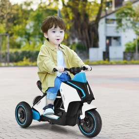 Mota Eléctrica Infantil 6 V Motocicleta Infantil 6 V com 3 Rodas Bateria de Carro para Crianças +3 Anos Branca