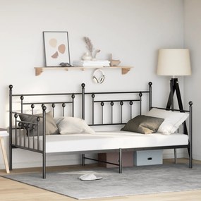 vidaXL Estrutura de Daybed Preta 90x200 cm Aço