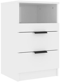 Mesas de cabeceira 2 pcs madeira processada branco brilhante