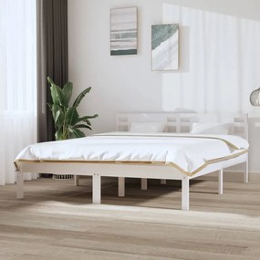 Estrutura de cama king 150x200 cm madeira maciça branco