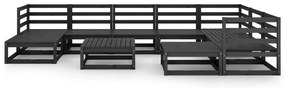 10 pcs conjunto lounge de jardim pinho maciço preto