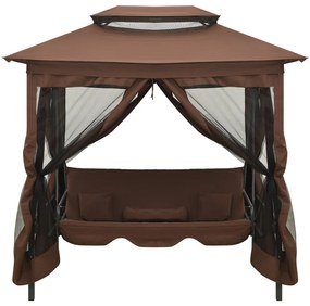 Gazebo com baloiço conversível cor café