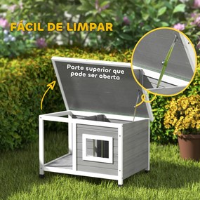 PawHut Casa para Cães de Madeira 85,5x62x60cm Casa para Animais de Est