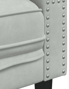 Sofá chesterfield veludo cinzento-claro