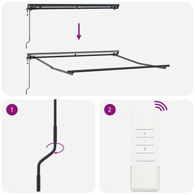 Toldo Retrátil Manual Antracite Cinzento 350 x 250 cm