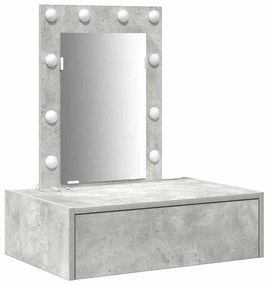 Mesa de Maquiagem Suspensa com Luzes LED Cinza Concreto