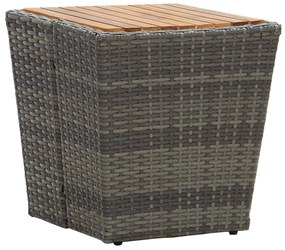 Mesa de chá 41,5x41,5x43 cm vime PE e acácia maciça cinzento