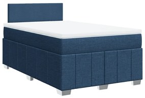 Cama boxspring com colchão 120x190 cm tecido azul