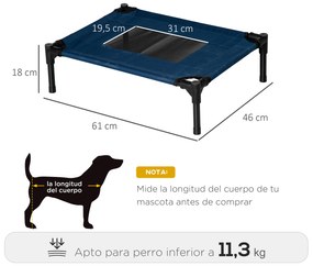 Cama para Animais de Estimação Cama Elevada para Cães Gatos Portátil Tecido Transpirável para Exterior Interior 64x46x18cm Azul