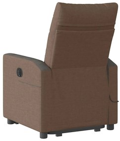 Poltrona elétrica elevatória massagens tecido castanho