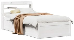 vidaXL Estrutura cama c/ cabeceira 75x190 cm pinho maciço