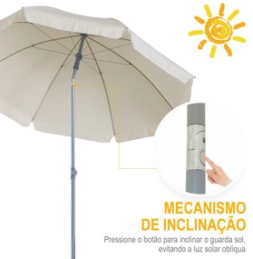 Outsunny Guarda-sol de praia Ø202 cm de diâmetro com Telhado Inclinado