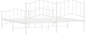 Estrutura de cama com cabeceira e pés 200x200 cm metal branco