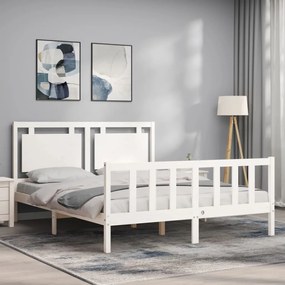 Cama sem colchão 160x200 cm madeira de pinho maciça branco