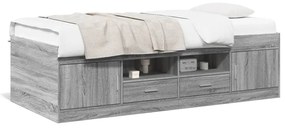 vidaXL Sofá-cama com gavetas sem colchão 90x200 cm cinzento sonoma