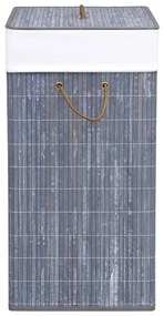Cesto para roupa suja c/ secção única 83 L bambu cinzento