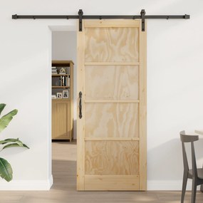 Porta Deslizante vidaXL com Kit de Ferragens 83x202 cm Madeira Maciça Pinus