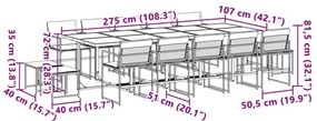 15 pcs conj. de jantar p/ jardim c/ almofadões textilene branco