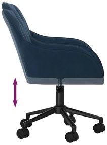 Cadeira de escritório giratória veludo azul